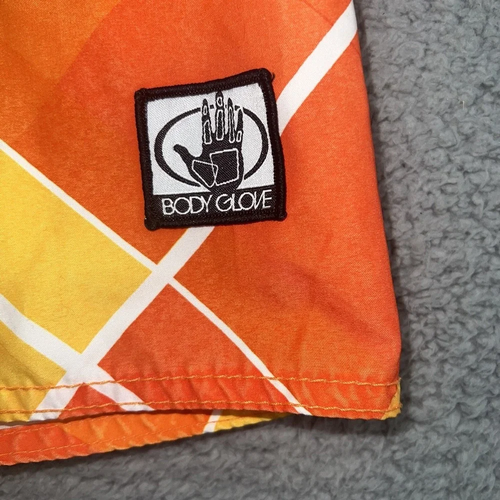 Body Glove Board Shorts Mens 34 Orange Surf Swim Trunks Bathing Bottom Spell Out